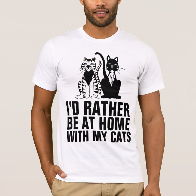 Camiseta Preferencialmente ESTAR EM CASA COM MEUS GATOS, Ga (Frente)