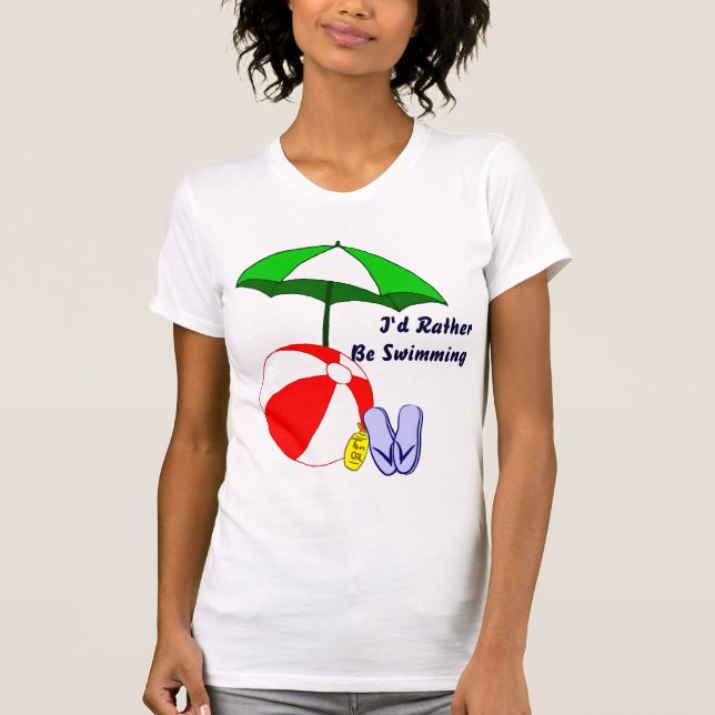 Camiseta Preferencialmente Estar Nadando Praia Ball Umbrell (Frente)