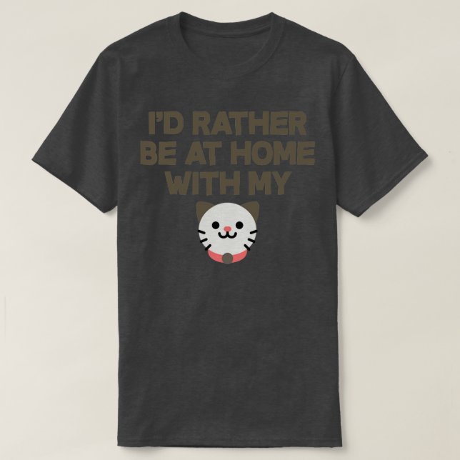 Camiseta Preferencialmente Id Estará Em Casa Com Meu Gato (Frente do Design)