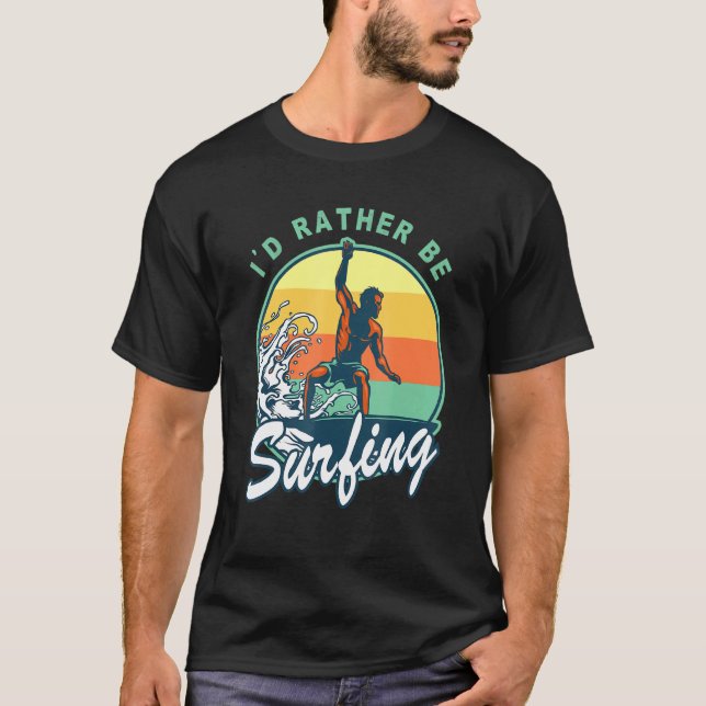 Camiseta Preferencialmente Id Surfing Surfer 70s 80s Sunset (Frente)
