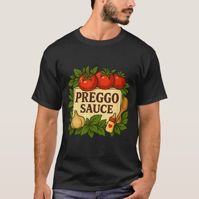 Camiseta Preggo Sauce Costume Funny Pregnancy Announcement  (Frente)