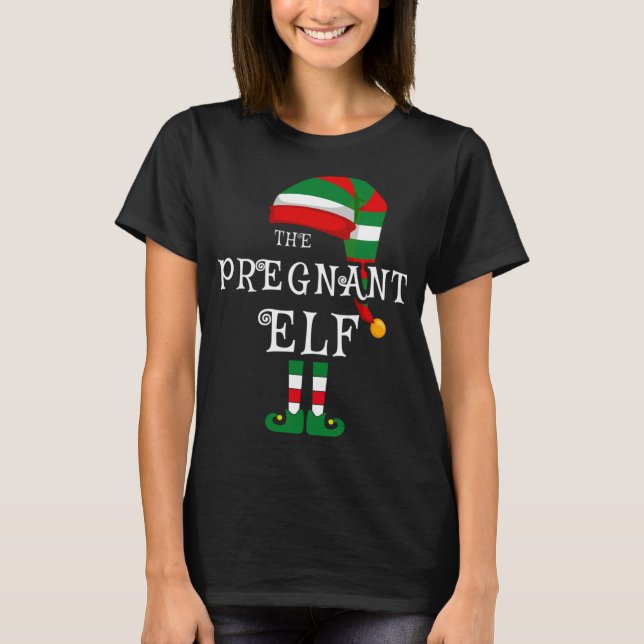 Camiseta Pregnant Elf Family Christmas Matching Pajamas Xma (Frente)