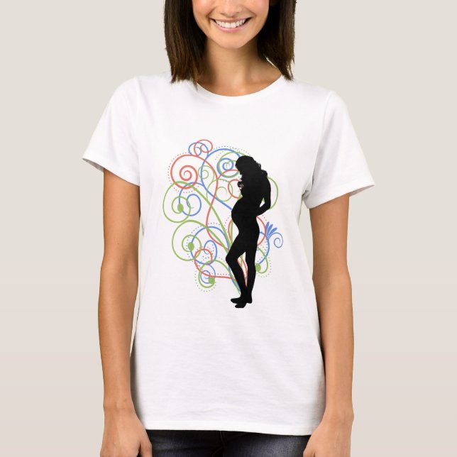 Camiseta Pregnant / Embarazada swirlies (Frente)