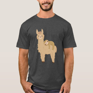 Camiseta Preguiça adorável que dorme em um lama