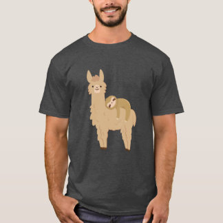Camiseta Preguiça adorável que dorme em um lama