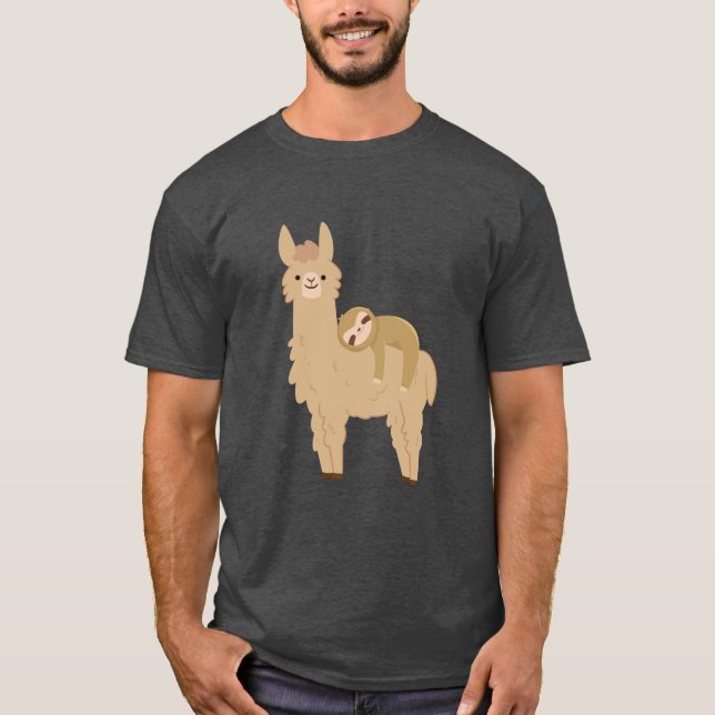 Camiseta Preguiça adorável que dorme em um lama (Frente)
