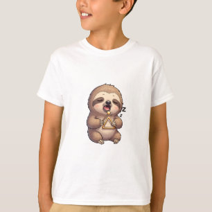 Camiseta Preguiça Adormecida Tocando Triângulo Crianças