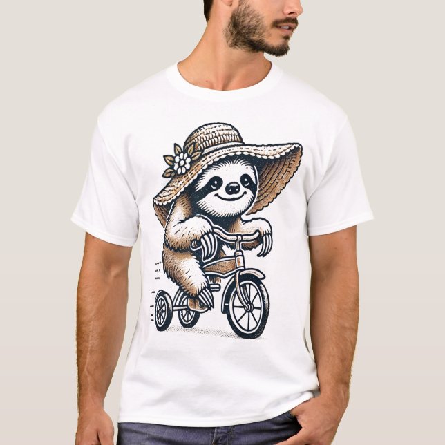 Camiseta Preguiça Andando de Bicicleta (Frente)