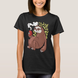 Camiseta Preguiça Bebe Café Quente Engraçado Preguiça Bebe 