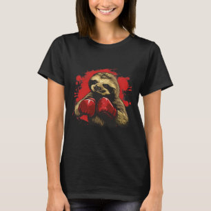 Camiseta Preguiça Boxeadora Com Luvas de Boxe Kickboxing En