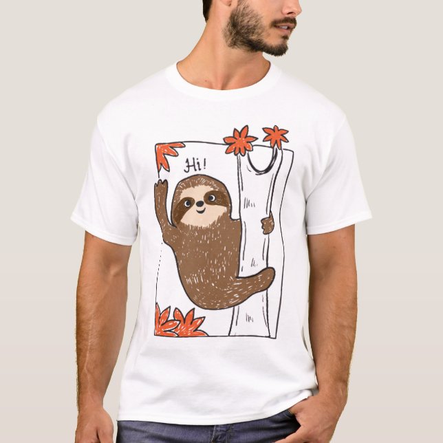 Camiseta preguiça-branca (Frente)