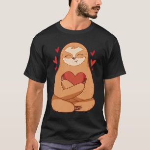 Camiseta Preguiça-branca-preguiçosa segurando namorados car