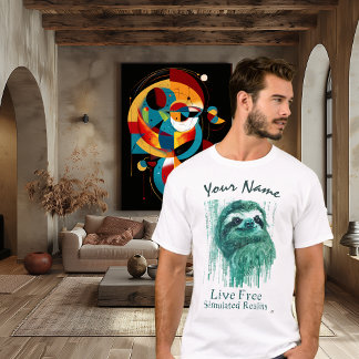 Camiseta Preguiça Cibernética Turquesa – Nome Personalizado