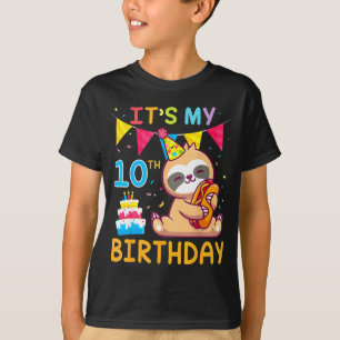 Camiseta Preguiça com bolo feliz 10 anos de idade 10º anive