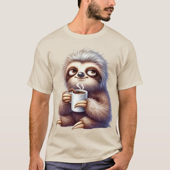 Camiseta Preguiça com uma xícara de café (Frente)