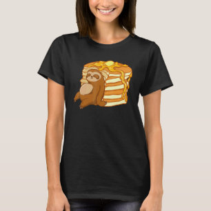 Camiseta Preguiça Comendo Panquecas Panqueca Waffle Café da