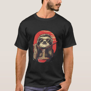 Camiseta Preguiça Comendo Ramen Tigela de Ramen do Bicho Pr