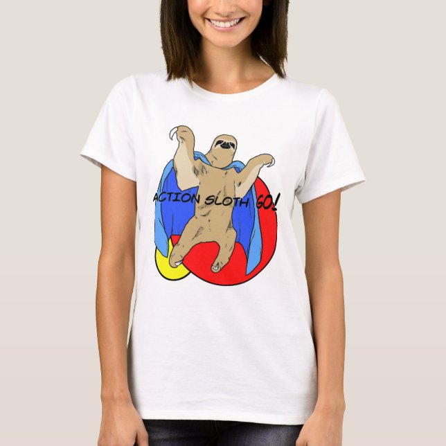 Camiseta Preguiça da ação colorida (Frente)