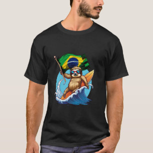 Camiseta Preguiça da Bandeira do Brasil Surfando Orgulho Br