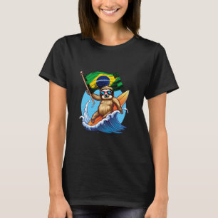 Camiseta Preguiça da Bandeira do Brasil Surfando Orgulho Br