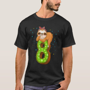 Camiseta Preguiça de 8 Anos de Idade Festa de Aniversário d