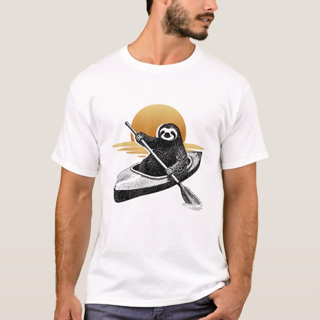Camiseta Preguiça de Caiaque Remando, Caiaque, Remo de Cano (Frente)