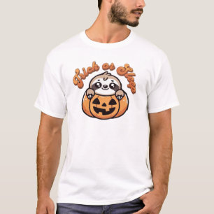 Camiseta Preguiça de Halloween Truque ou Sono Bichinho Preg