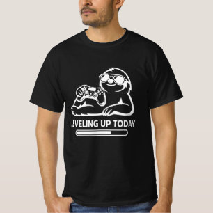 Camiseta Preguiça de Jogos de Aniversário Subindo de Nível
