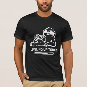 Camiseta Preguiça de Jogos de Aniversário Subindo de Nível