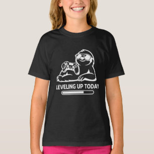 Camiseta Preguiça de Jogos de Aniversário Subindo de Nível 