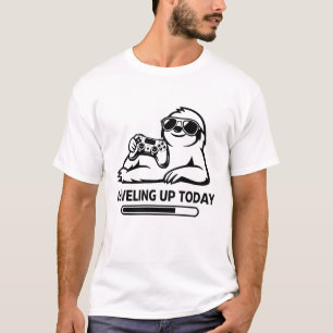 Camiseta Preguiça de Jogos de Aniversário Subindo de Nível 