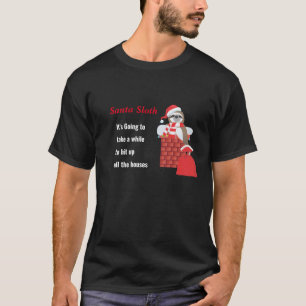 Camiseta Preguiça de Natal com Saco na Chaminé com luzes de
