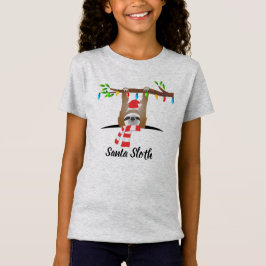 Camiseta Preguiça de Natal do Papai Noel Pendurada em um Ga