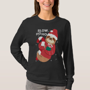 Camiseta Preguiça de Natal Feliz Slothmas Lento Ho Ho  Preg