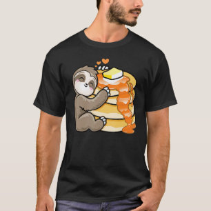 Camiseta Preguiça de Pijama Ama Panquecas Pequeno Almoço Fo