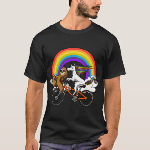 Camiseta Preguiça de Unicórnio Andando de Bicicleta
