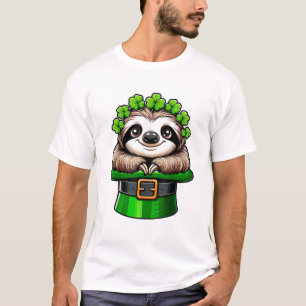 Camiseta Preguiça Dia de São Patrício Leprechaun Trevo Irla