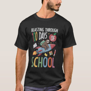 Camiseta Preguiça do Foguete Explodindo 100 Dias de Escola