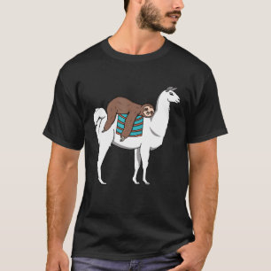 Camiseta Preguiça Dormindo Sobre Lhama Animal Fofo Natal
