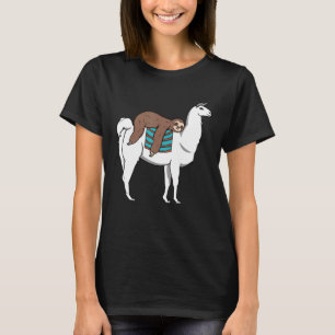 Camiseta Preguiça Dormindo Sobre Lhama Animal Fofo Natal