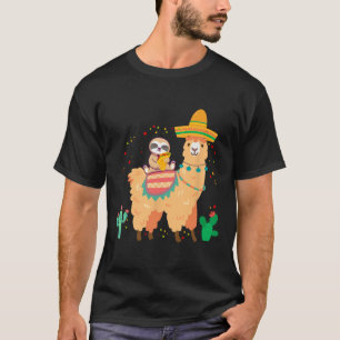 Camiseta Preguiça e lhama fofos e engraçados com taco e S m