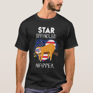 Camiseta Preguiça Engraçada de 4 de Julho Dorminhoca Estrel
