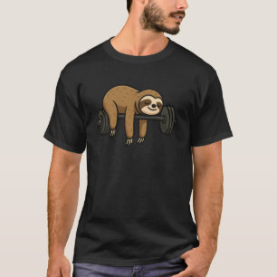 Camiseta Preguiça Engraçada Dormindo Em Uma Barra De Halter
