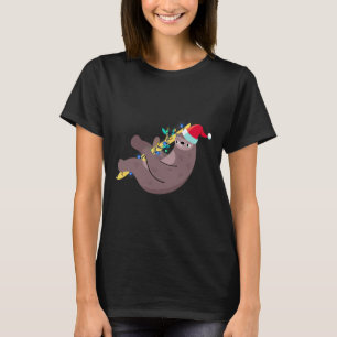 Camiseta Preguiça engraçada Luzes havaianas de Natal Chapéu