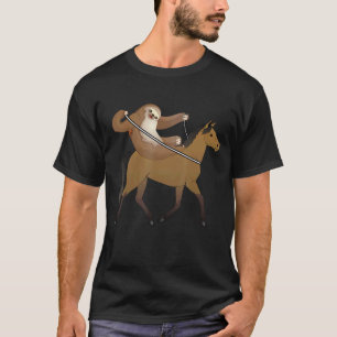 Camiseta Preguiça Engraçada Montando Cavalo Para Amante de