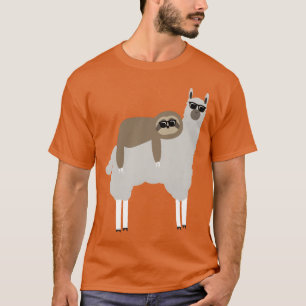 Camiseta preguiça engraçada montando lhama presente para am