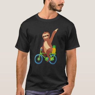 Camiseta Preguiça Feliz Andando de Bicicleta Carregando Cic