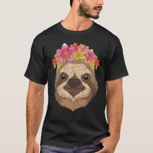 Camiseta Preguiça Floral Animal Tropical Flor de Preguiça d
