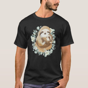 Camiseta Preguiça Fofa Abraços e Carinhos no Verde Eucalipt