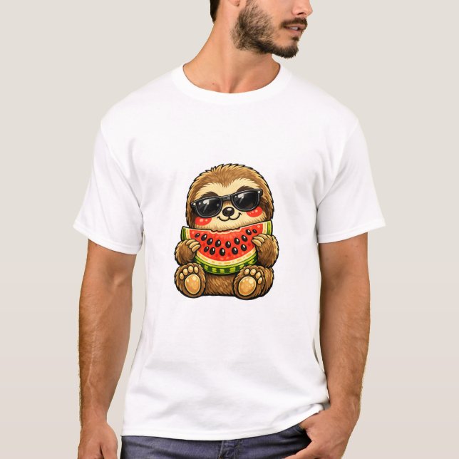 Camiseta Preguiça Fofa com Melancia (Frente)